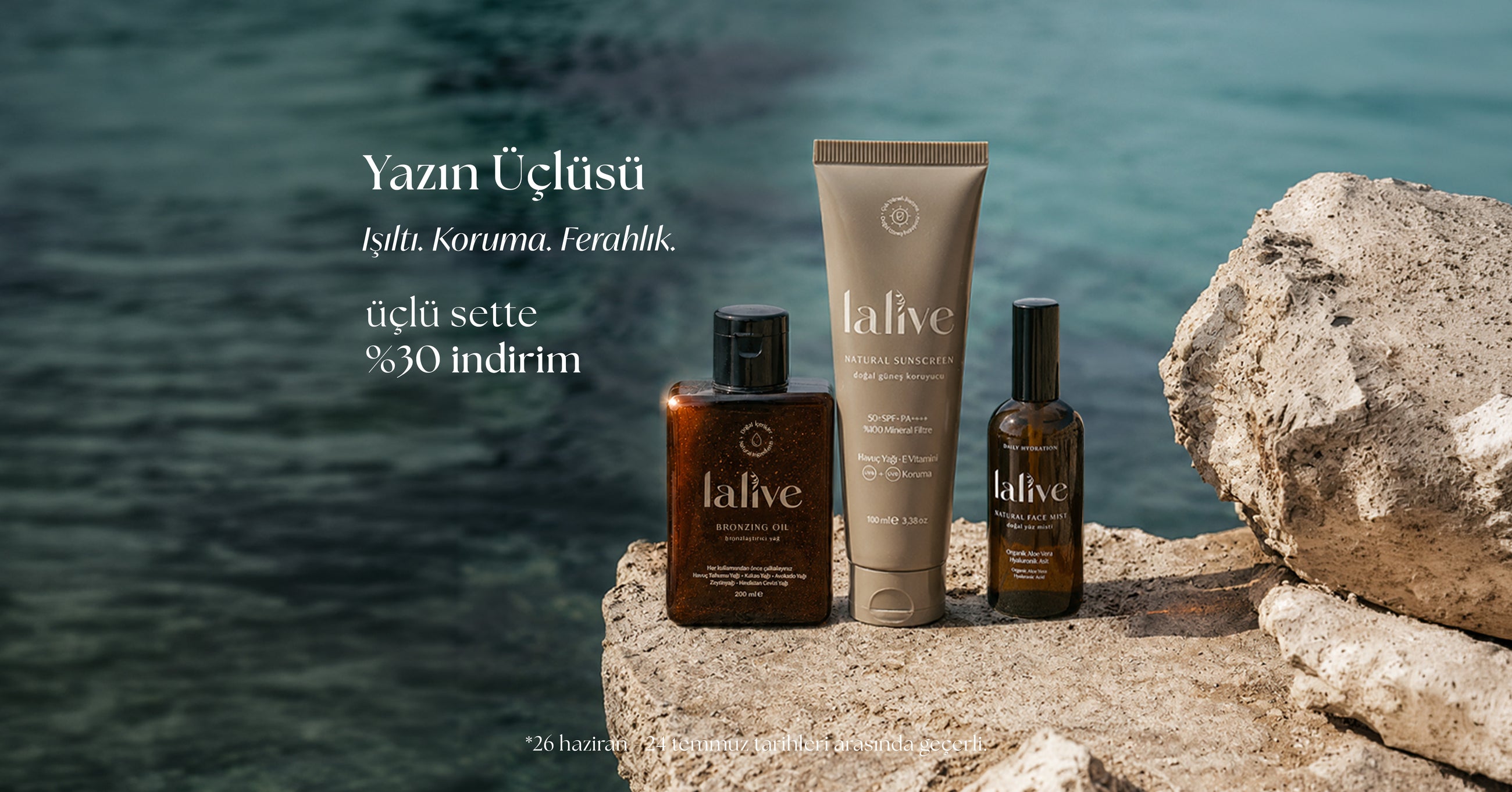 Lalive Yazın Üçlüsü seti – ışıltı, koruma ve ferahlık